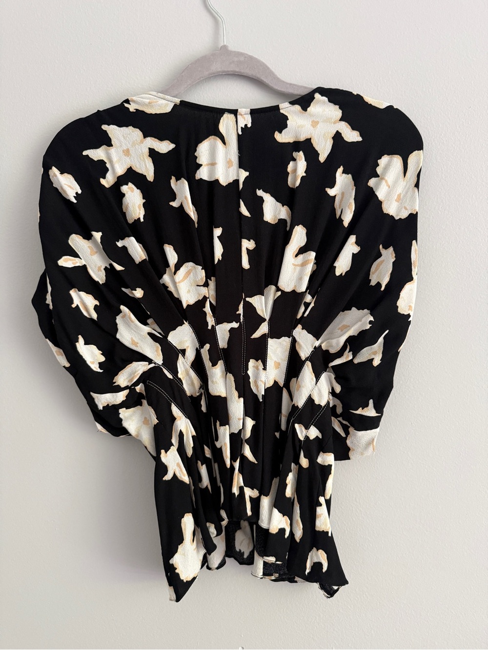 Proenza Schouler Black Blouse with Cream Floral Print